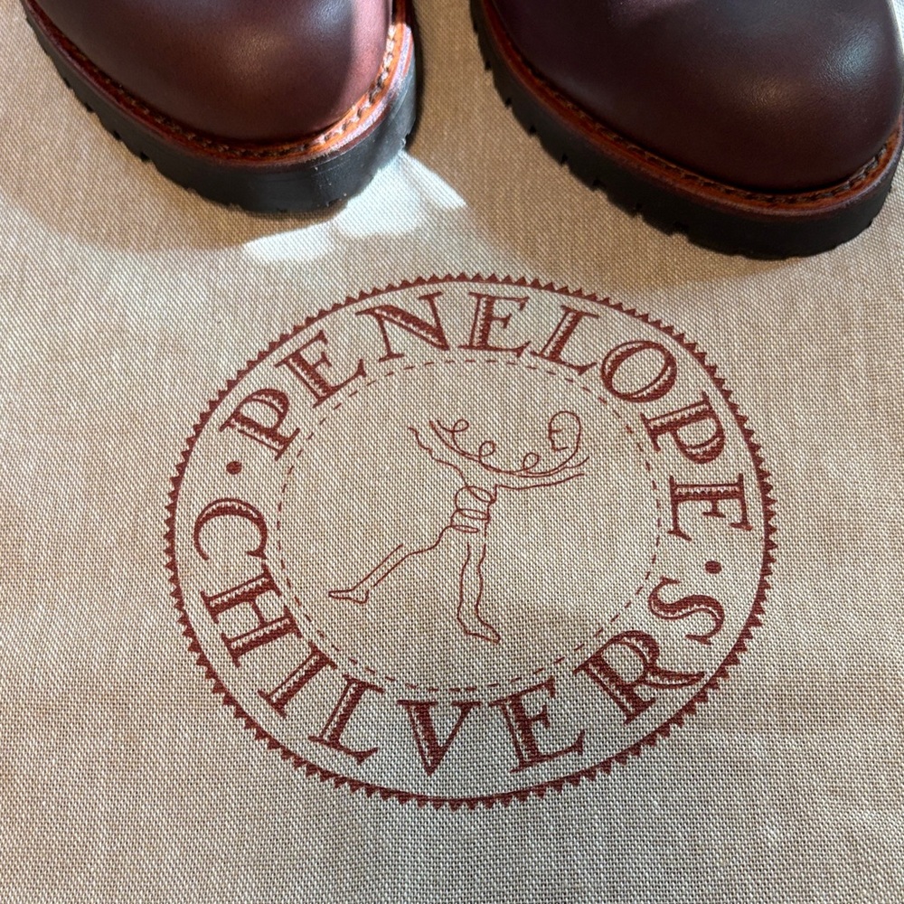 Penelope Chilvers Burgundy Tall Leather Riding Boots with Tassel - Picture 2 of 5